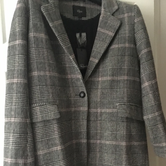 NWT Rails Anders Wool Charcoal & Pink Plaid Coat - Picture 8 of 9